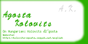 agosta kolovits business card